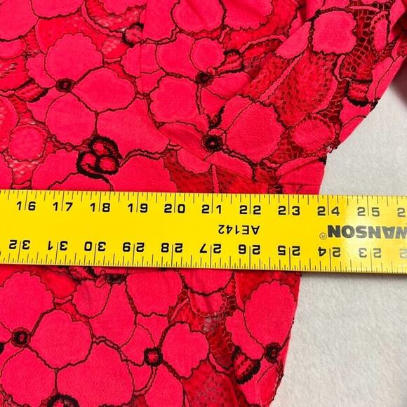 Lane Bryant Blouse Womens 20 Pink Lace Top Ruffle & Balloon Sleeves Sexy - Picture 6 of 11